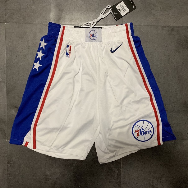 Men NBA Philadelphia 76ers White Nike Shorts 0416->milwaukee bucks->NBA Jersey